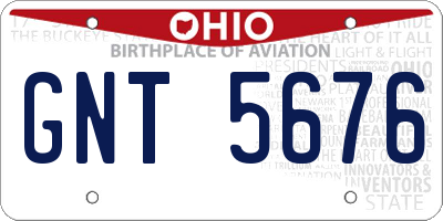 OH license plate GNT5676