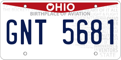 OH license plate GNT5681