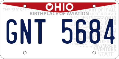 OH license plate GNT5684