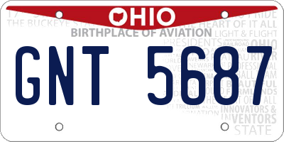 OH license plate GNT5687