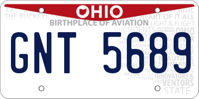 OH license plate GNT5689