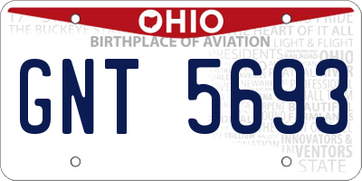 OH license plate GNT5693