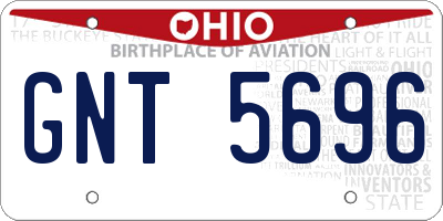 OH license plate GNT5696
