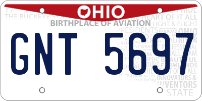 OH license plate GNT5697
