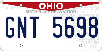 OH license plate GNT5698
