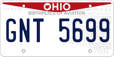 OH license plate GNT5699