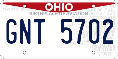 OH license plate GNT5702