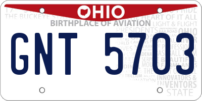 OH license plate GNT5703