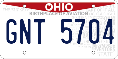 OH license plate GNT5704