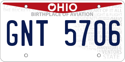 OH license plate GNT5706