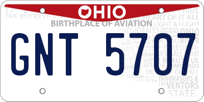 OH license plate GNT5707