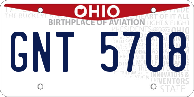 OH license plate GNT5708