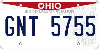 OH license plate GNT5755