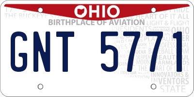 OH license plate GNT5771