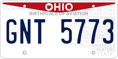 OH license plate GNT5773