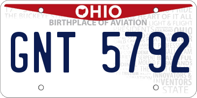 OH license plate GNT5792