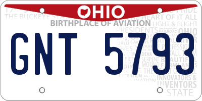 OH license plate GNT5793