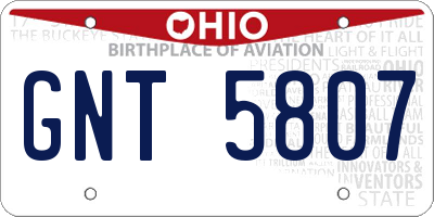 OH license plate GNT5807