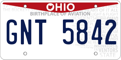 OH license plate GNT5842