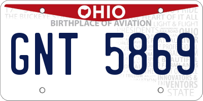OH license plate GNT5869