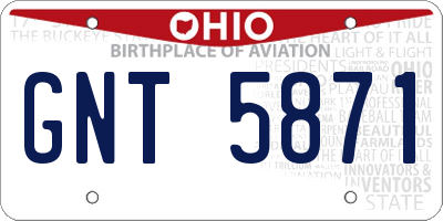 OH license plate GNT5871