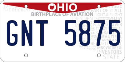 OH license plate GNT5875
