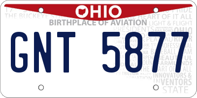 OH license plate GNT5877