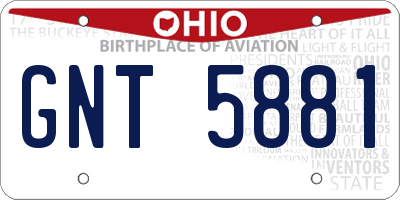 OH license plate GNT5881
