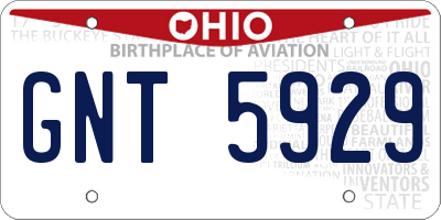 OH license plate GNT5929