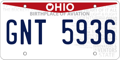 OH license plate GNT5936