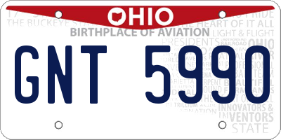 OH license plate GNT5990