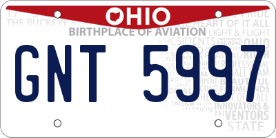 OH license plate GNT5997