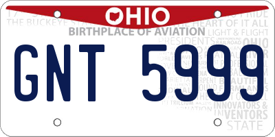 OH license plate GNT5999
