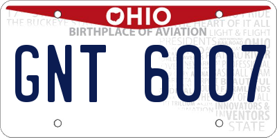 OH license plate GNT6007