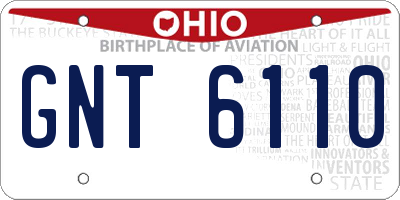 OH license plate GNT6110