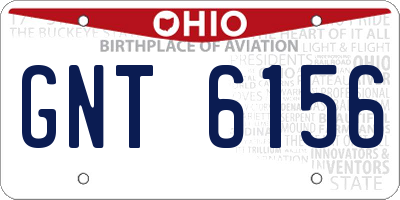 OH license plate GNT6156