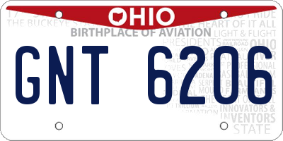 OH license plate GNT6206