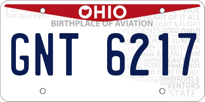 OH license plate GNT6217