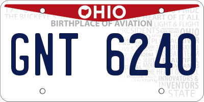 OH license plate GNT6240