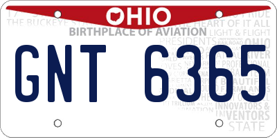OH license plate GNT6365