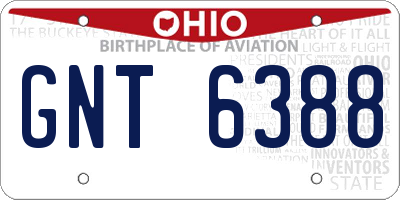 OH license plate GNT6388