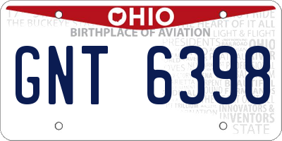 OH license plate GNT6398