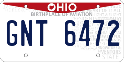 OH license plate GNT6472