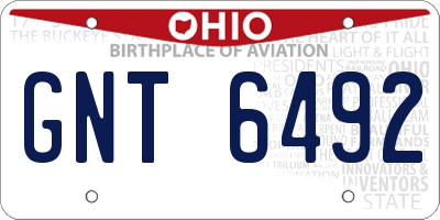OH license plate GNT6492