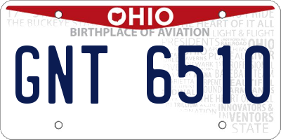 OH license plate GNT6510