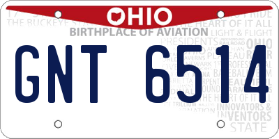 OH license plate GNT6514