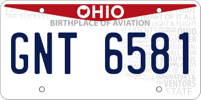 OH license plate GNT6581