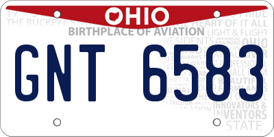 OH license plate GNT6583