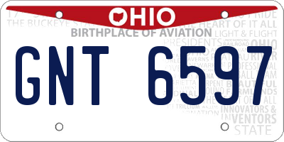 OH license plate GNT6597