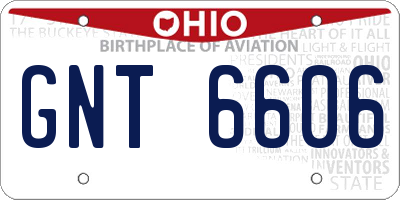 OH license plate GNT6606